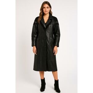 Otello Pell Leather Trench Coat Women S Black Patchwork Vtg 80s Avant Garde Boho